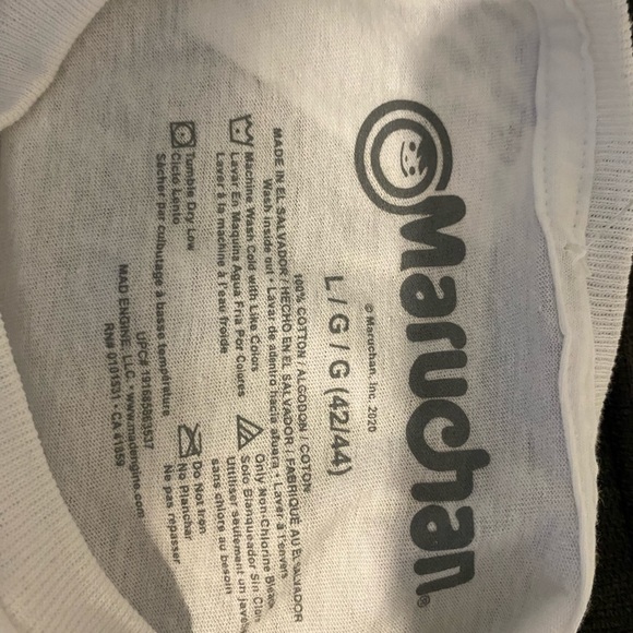 White Short Sleeve Men’s Youth Tshirt w Maurchan Instant Lunch Logo - Picture 2 of 3